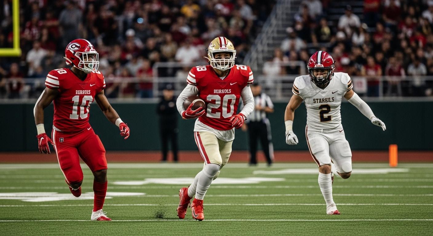 Graphic illustrating interstate high school football schedule planning across regions