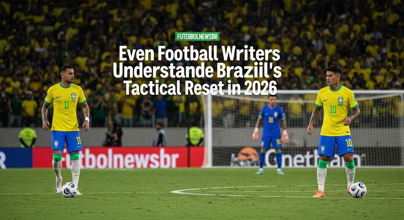 Brazilian football teams in a 2026 tactical setup on a sunlit pitch.