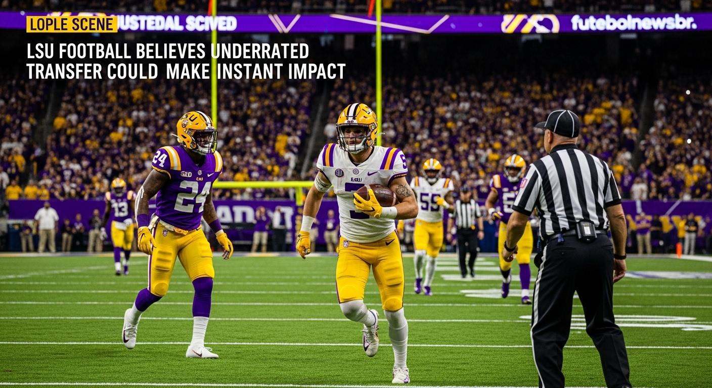 LSU transfer wide receiver catching a pass in practice wearing Tigers colors