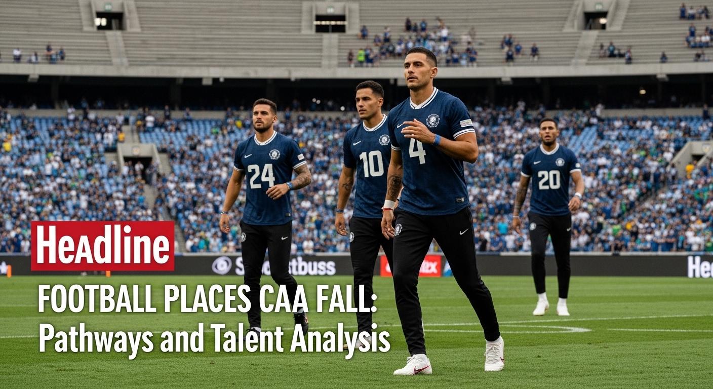 College football players on a campus field recognizing academic and athletic honors