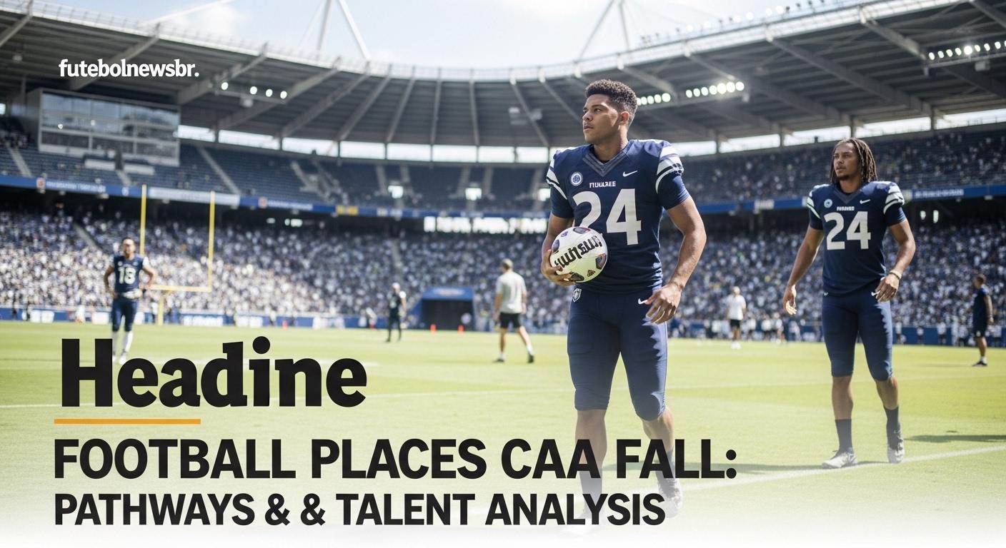 College football players on a campus field recognizing academic and athletic honors