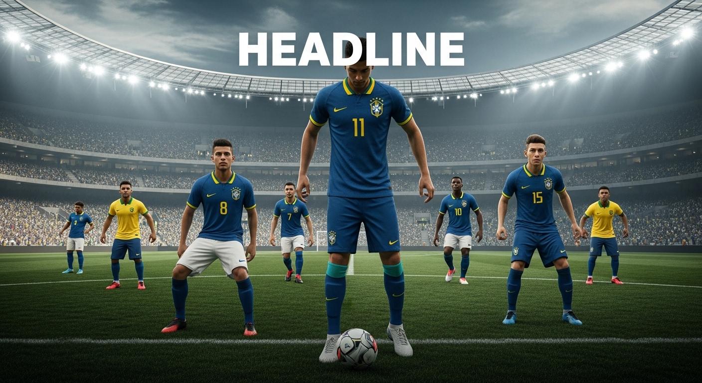 Editorial close-up of Brazil national team jersey with crest on textured fabric.