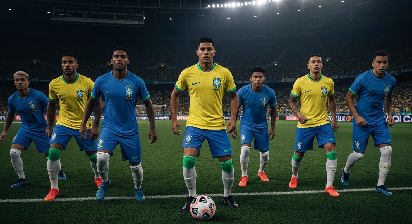 Illustration of a Brazilian football shirt icon design in yellow and green.