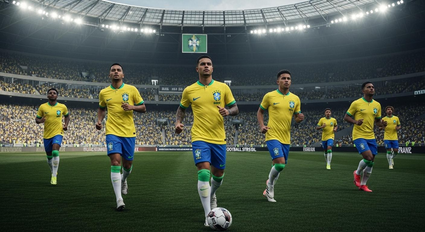 Illustration of a Brazilian football shirt icon design in yellow and green.