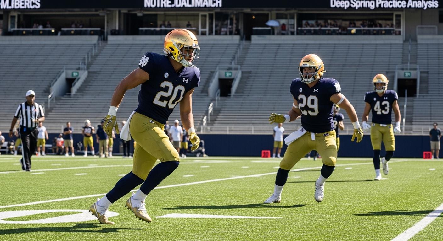 Notre Dame spring practice in March with players and coaches